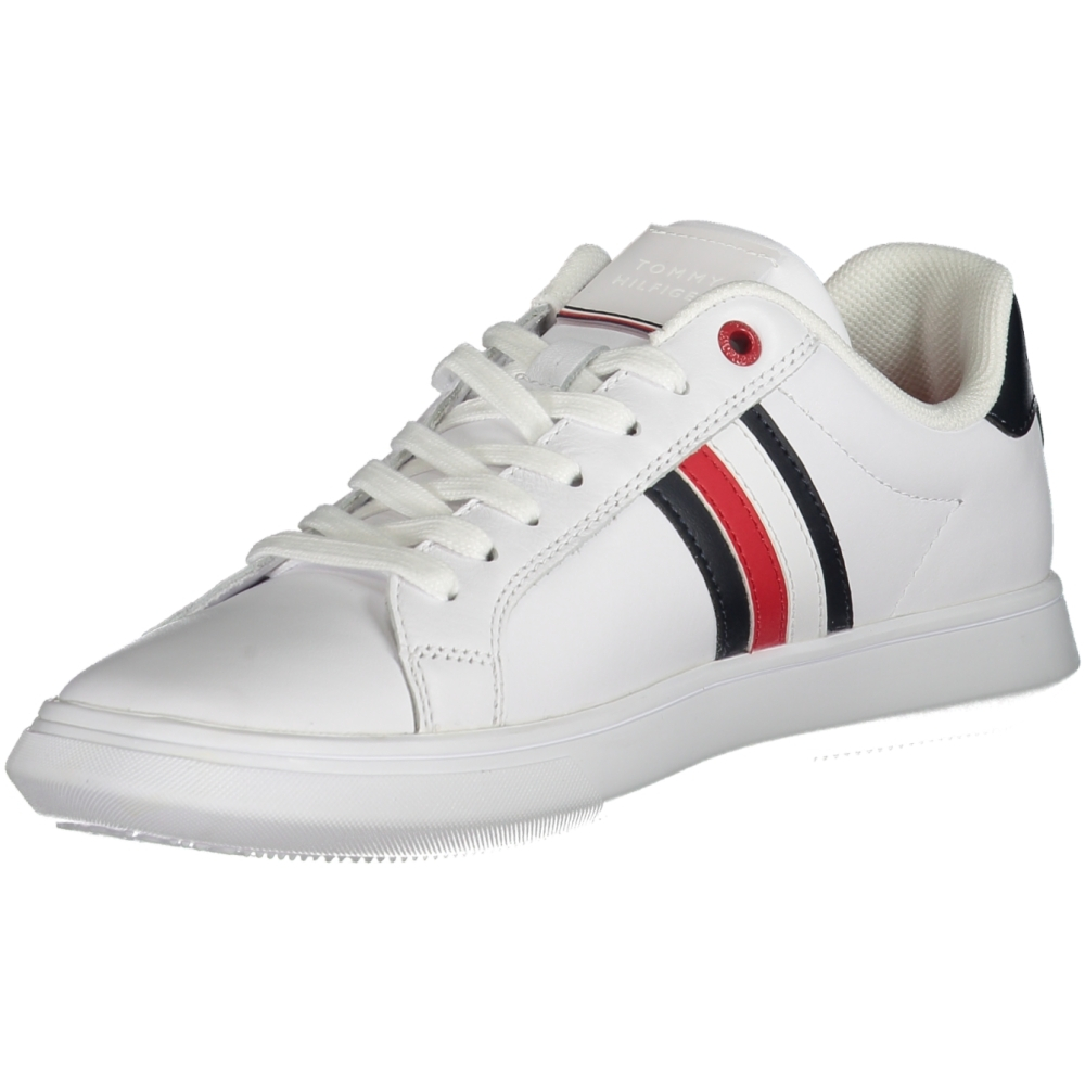 TOMMY HILFIGER MEN'S WHITE LEATHER TRAINERS