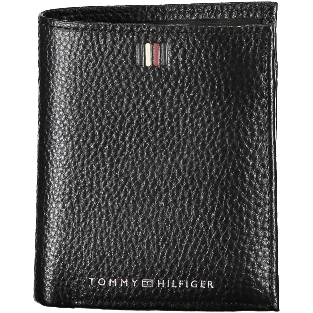 TOMMY HILFIGER MEN'S BLACK LEATHER WALLET