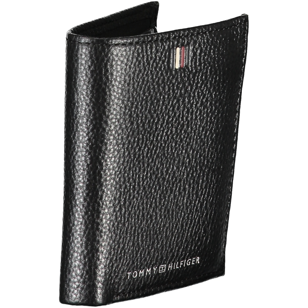 TOMMY HILFIGER MEN'S BLACK LEATHER WALLET