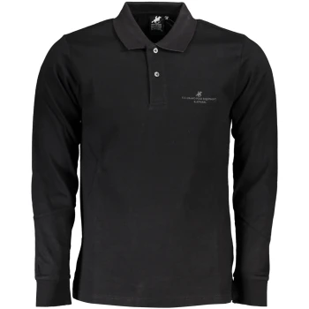 US GRAND POLO MEN'S LONG SLEEVED BLACK POLO SHIRT