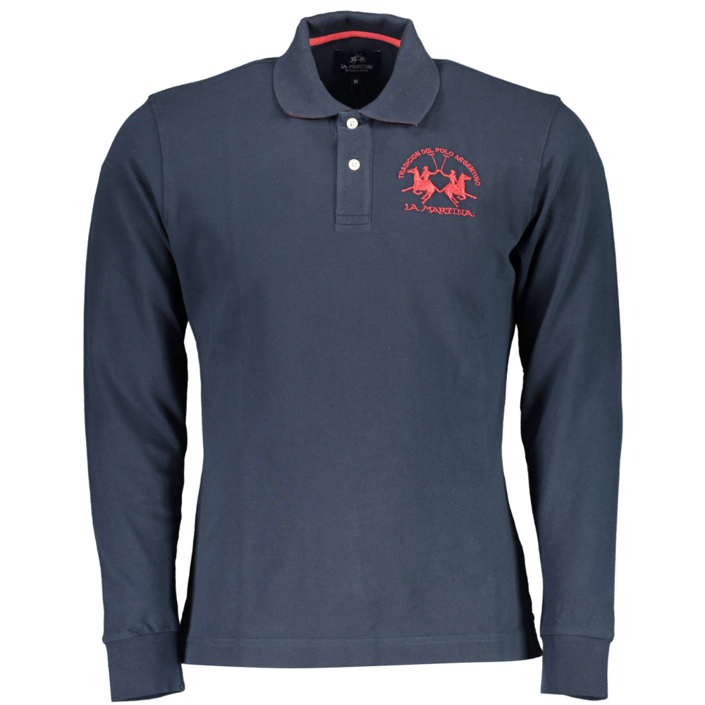 LA MARTINA MEN'S NAVY BLUE LONG SLEEVED POLO SHIRT