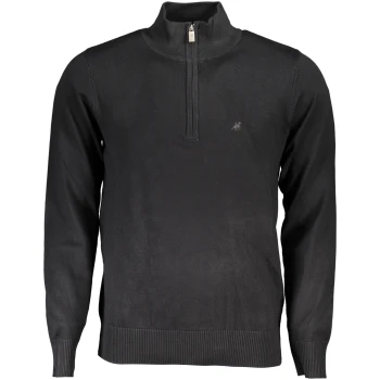 US GRAND POLO MEN'S BLACK HALF ZIP SWEATER
