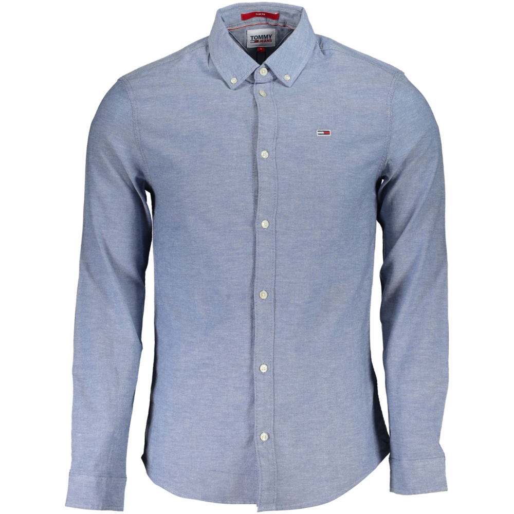 TOMMY HILFIGER MEN'S BLUE ORGANIC COTTON SHIRT