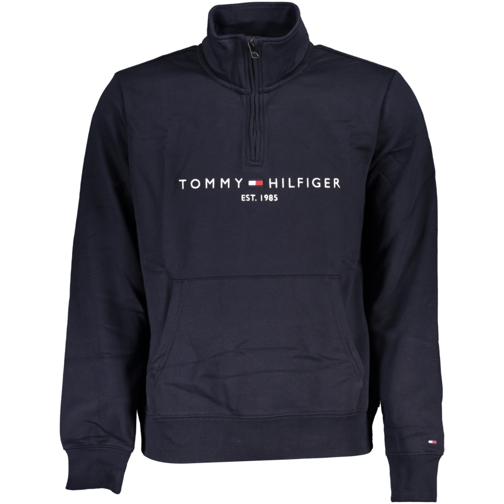 TOMMY HILFIGER MEN'S NAVY BLUE HALF ZIP SWEATSHIRT