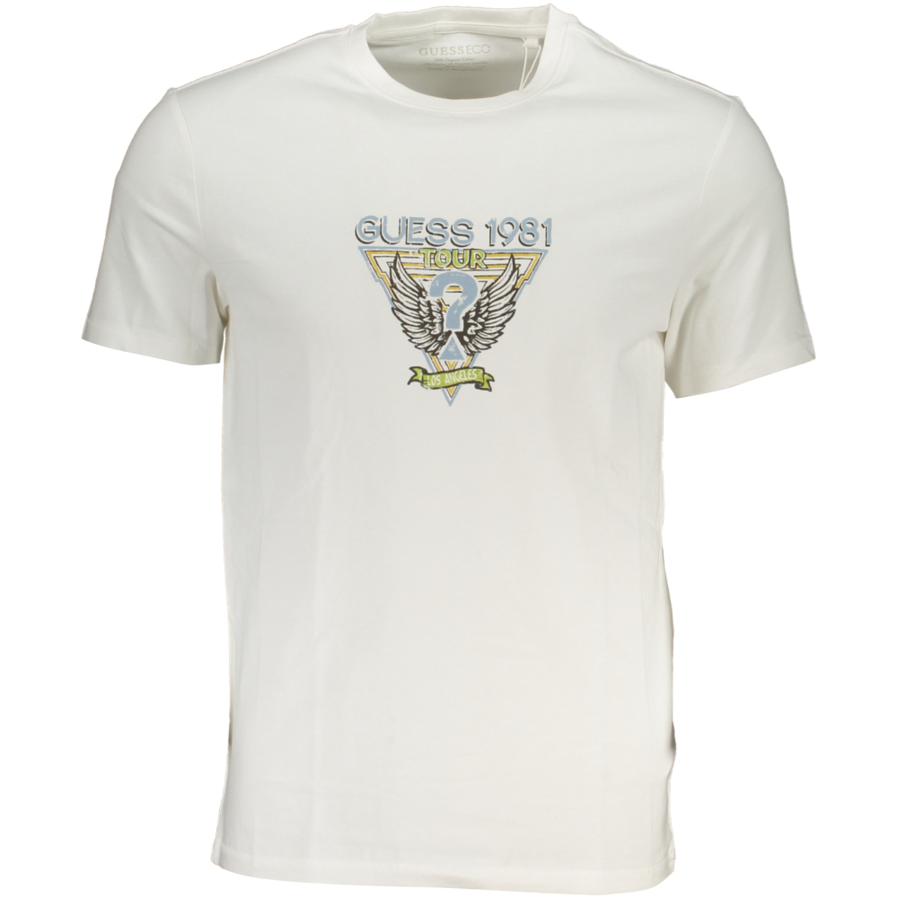 GUESS WHITE MEN'S ORGANIC COTTON T-SHIRT