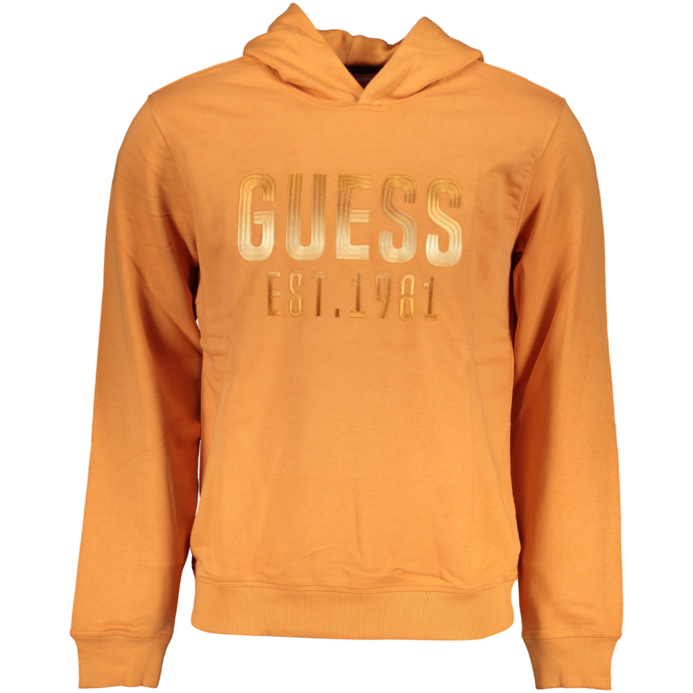 GUESS MEN'S ORANGE LOGO HOODIE