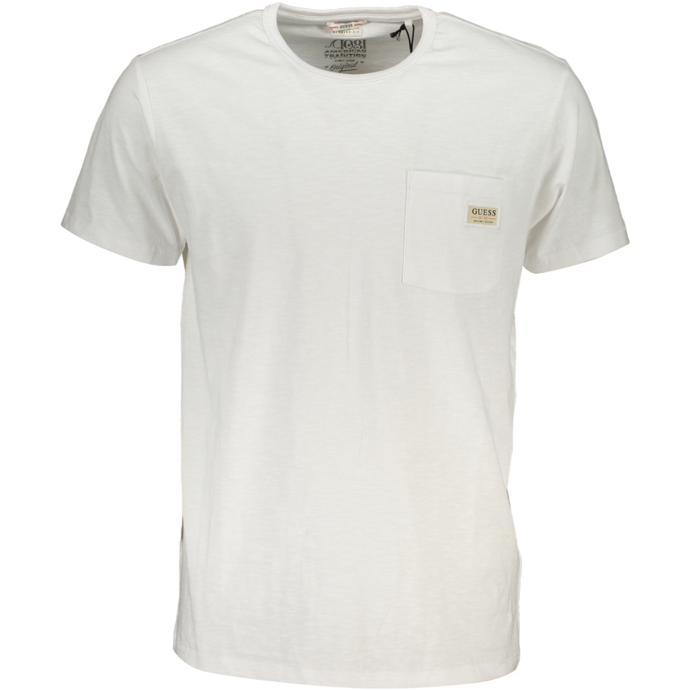 GUESS WHITE MEN'S ORGANIC COTTON T-SHIRT