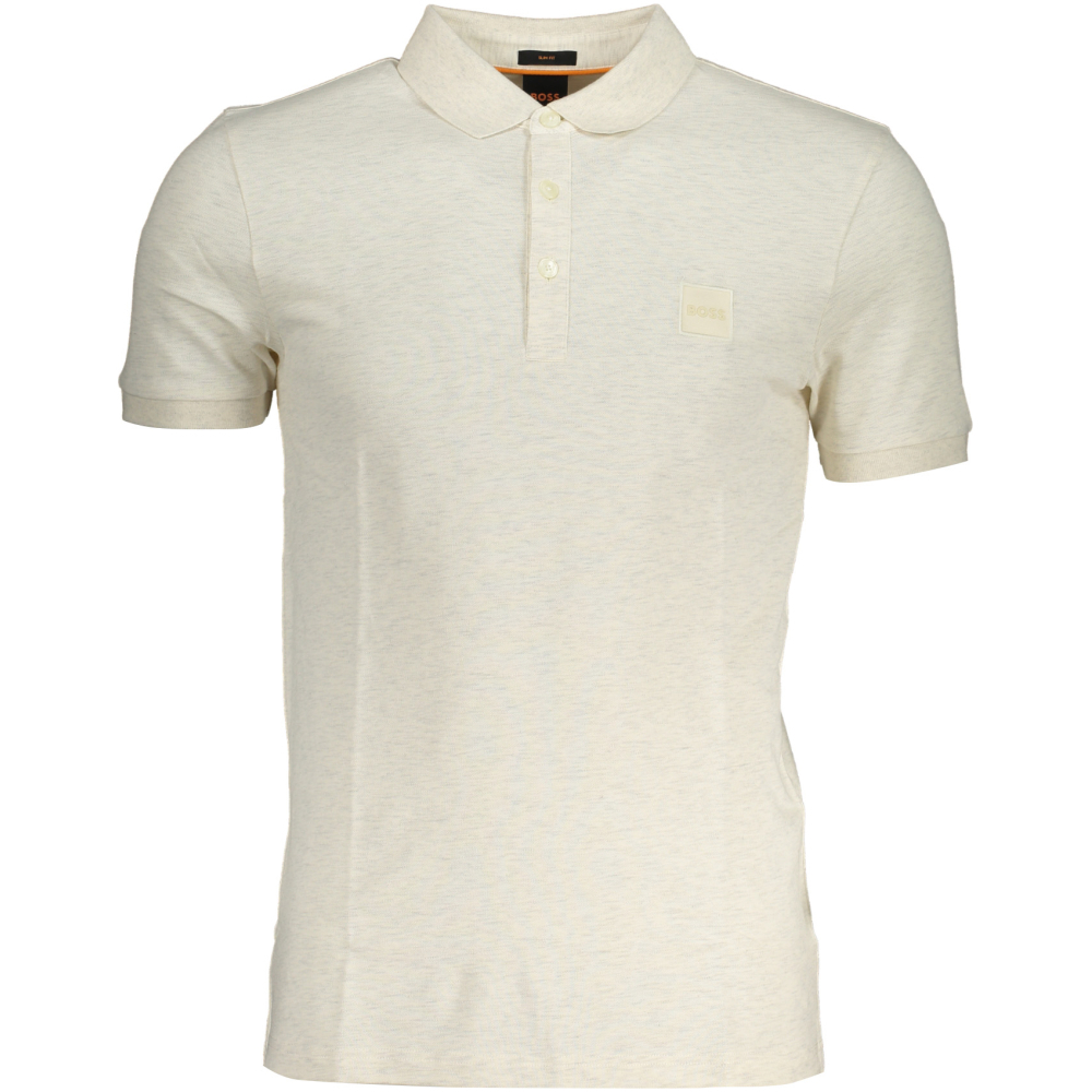 HUGO BOSS MEN'S SHORT SLEEVED BEIGE POLO SHIRT