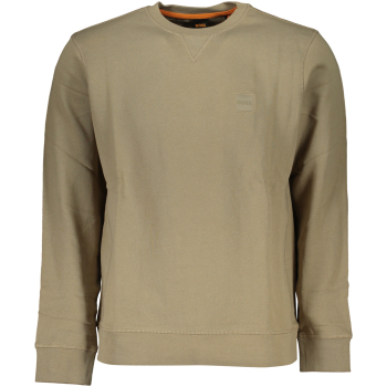 HUGO BOSS MEN'S BEIGE ORGANIC COTTON SWEATSHIRT