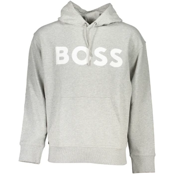 HUGO BOSS MEN'S GRAY LOGO HOODIE HUGO BOSS MEN'S GRAY LOGO HOODIE