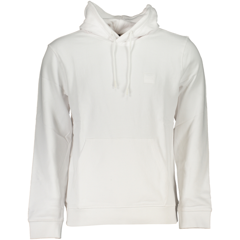 HUGO BOSS MEN'S ORGANIC COTTON WHITE HOODIE