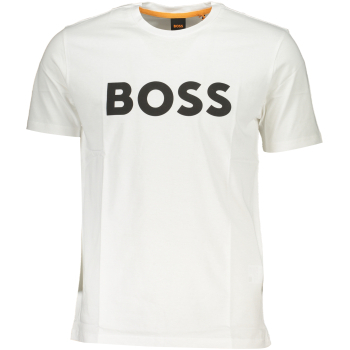 HUGO BOSS MEN'S WHITE ORGANIC COTTON LOGO T-SHIRT