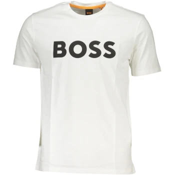 HUGO BOSS MEN'S WHITE ORGANIC COTTON LOGO T-SHIRT