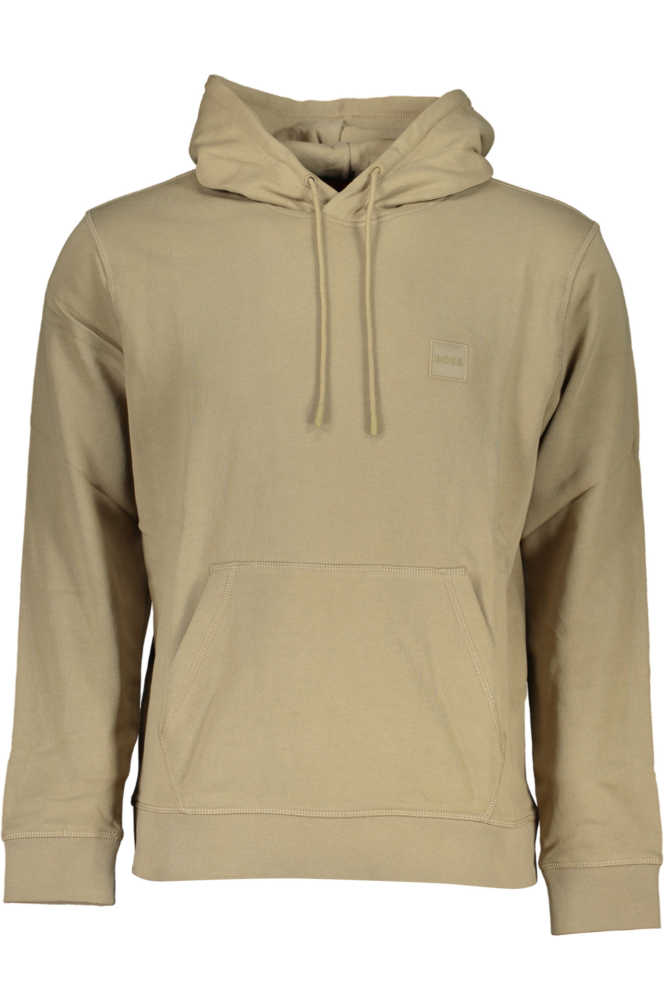 HUGO BOSS MEN'S BEIGE ORGANIC COTTON HOODIE HUGO BOSS MEN'S BEIGE ORGANIC COTTON HOODIE