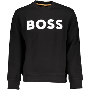 HUGO BOSS MEN'S BLACK ORGANIC COTTON LOGO SWEATSHIRT HUGO BOSS MEN'S BLACK ORGANIC COTTON LOGO SWEATSHIRT