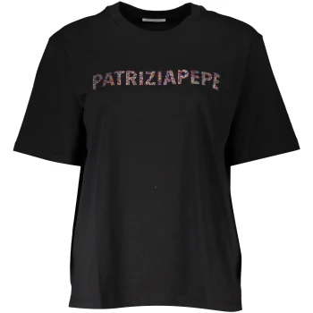 PATRIZIA PEPE WOMEN'S BLACK ORGANIC COTTON T-SHIRT PATRIZIA PEPE WOMEN'S BLACK ORGANIC COTTON T-SHIRT