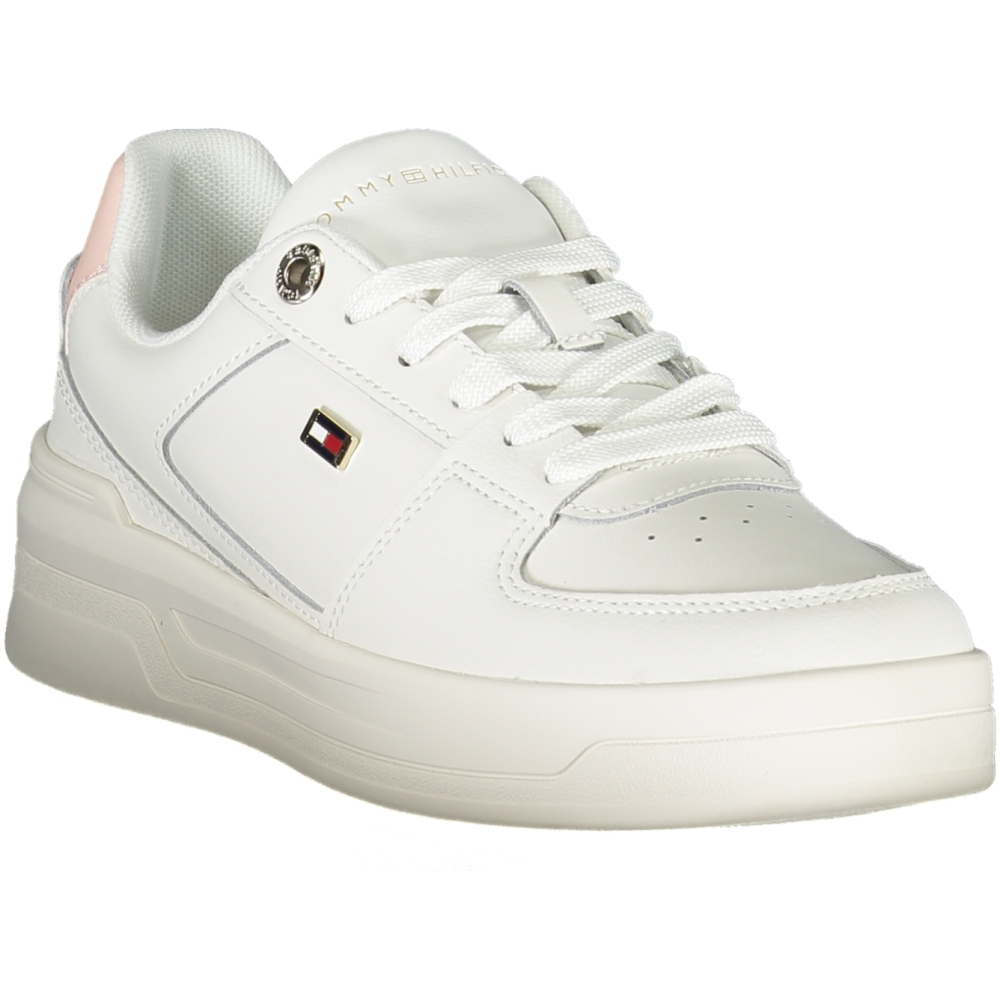 TOMMY HILFIGER WHITE WOMEN'S LEATHER TRAINERS