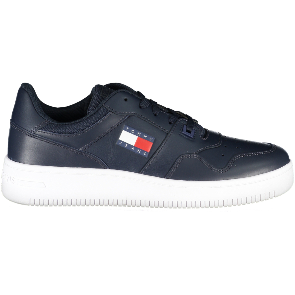 TOMMY HILFIGER NAVY BLUE MEN'S LEATHER SNEAKERS