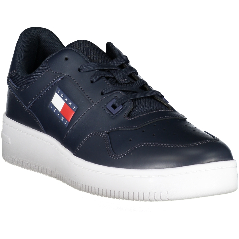 TOMMY HILFIGER NAVY BLUE MEN'S LEATHER SNEAKERS