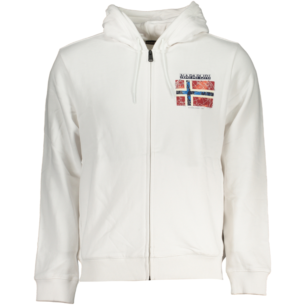 NAPAPIJRI MEN'S WHITE ZIPPED SWEATSHIRT