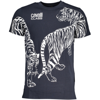 CAVALLI CLASS MEN'S NAVY BLUE T-SHIRT