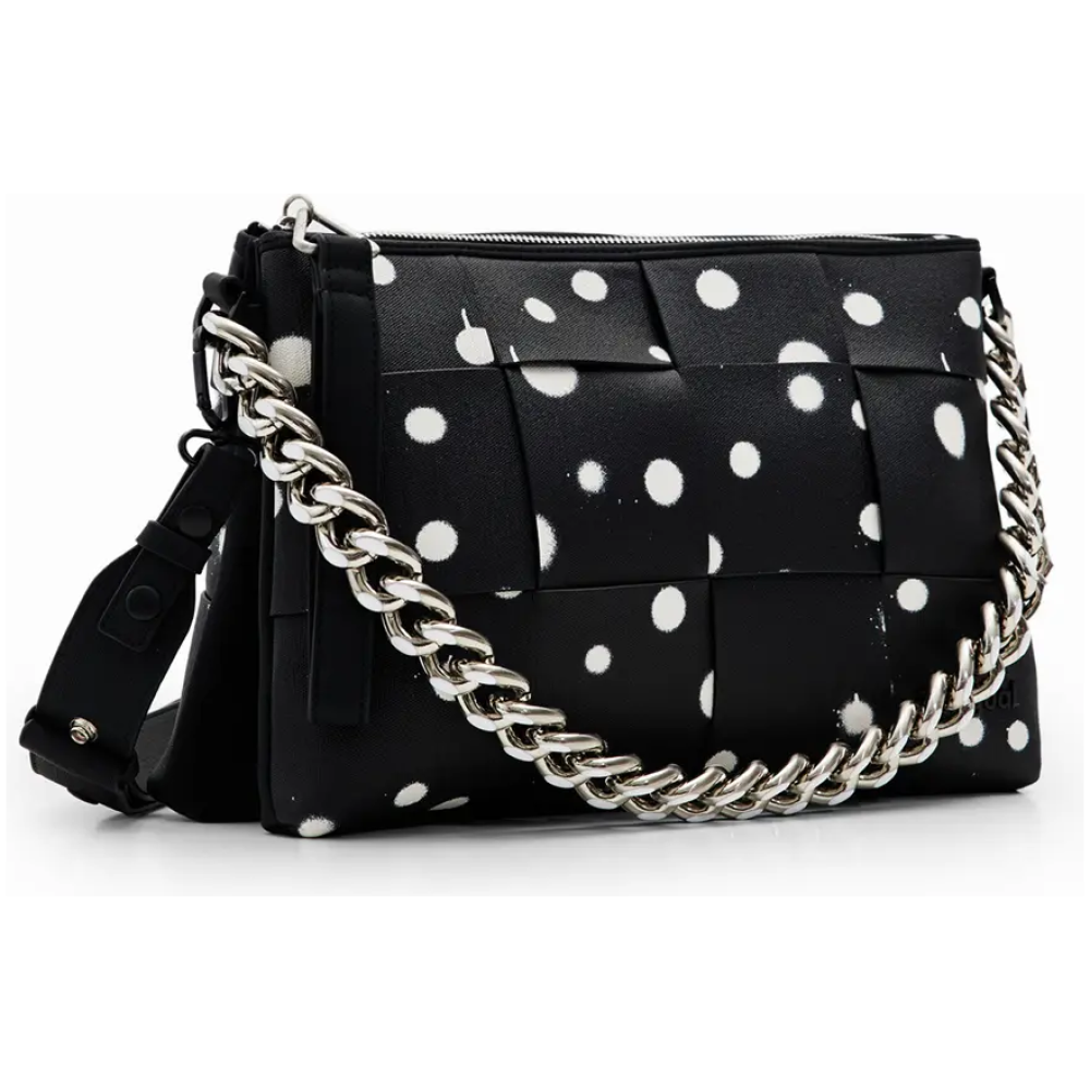 DESIGUAL Black M Woven Droplets Crossbody Bag