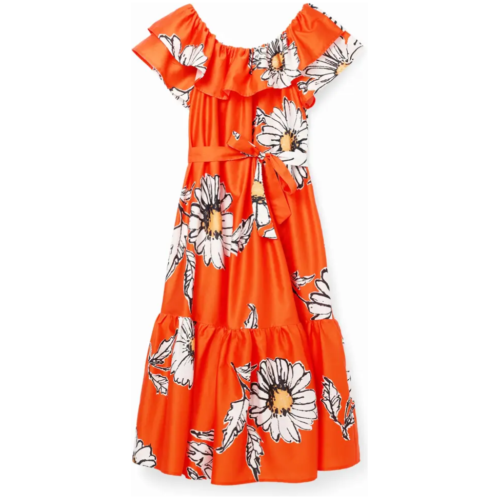 DESIGUAL Daisy Ruffle Midi Dress