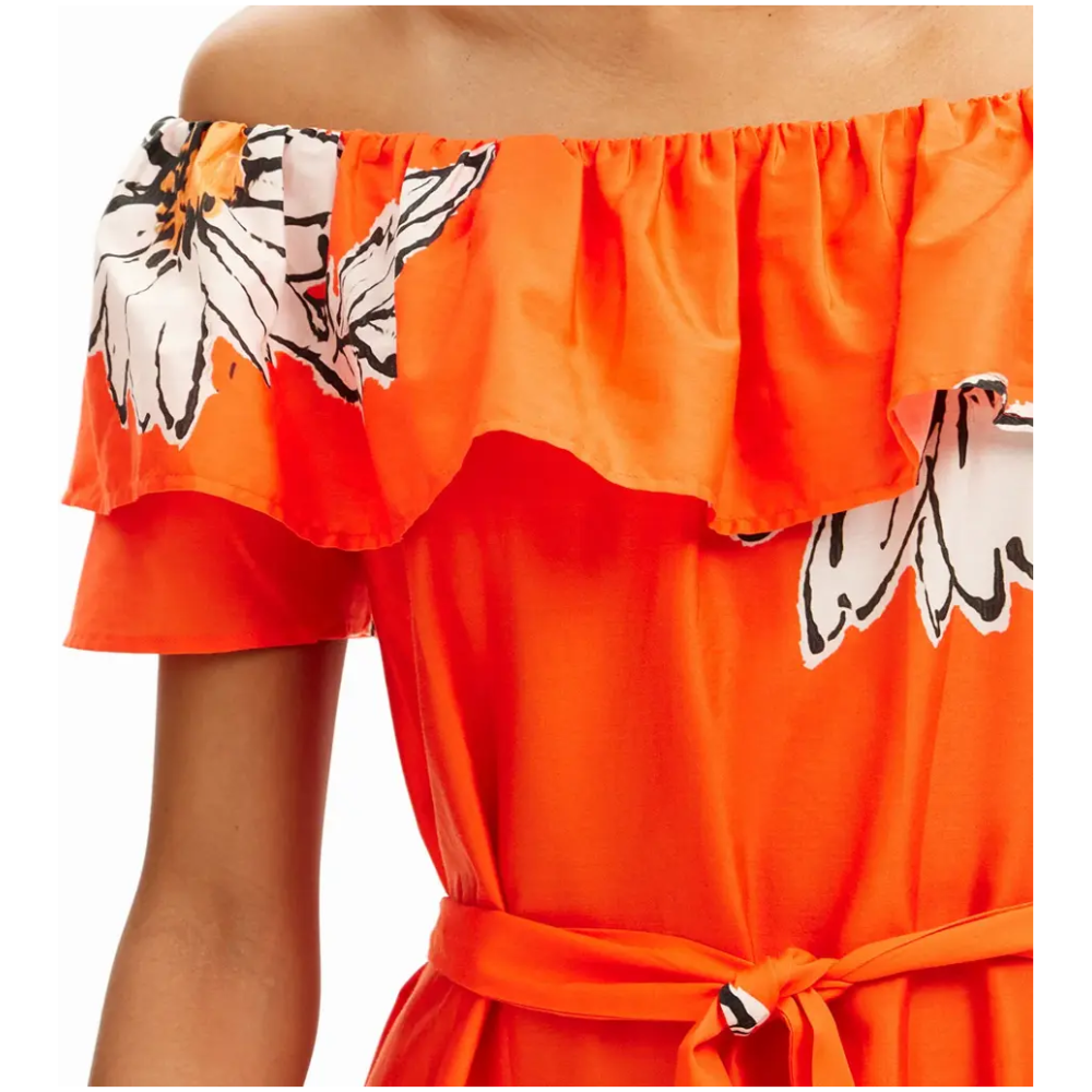 DESIGUAL Daisy Ruffle Midi Dress