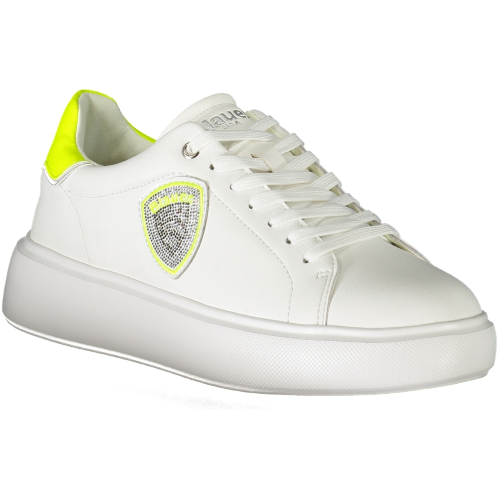 BLAUER WHITE WOMEN'S LEATHER TRAINERS