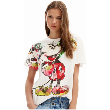 DESIGUAL Arty Mickey Mouse White T-shirt