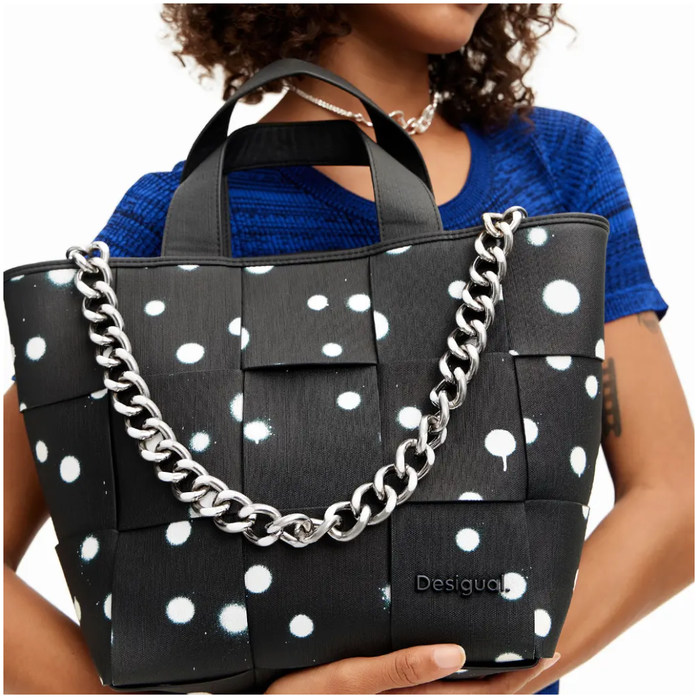 DESIGUAL Black M Droplets Tote Bag