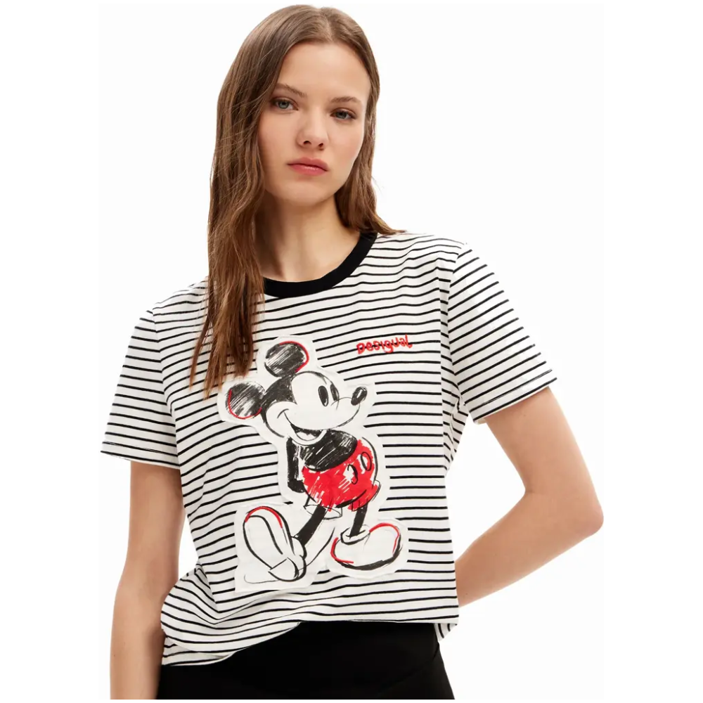 DESIGUAL Striped Mickey Mouse T-shirt