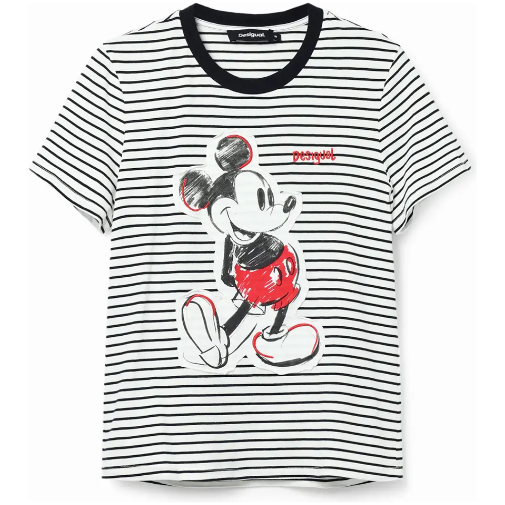 DESIGUAL Striped Mickey Mouse T-shirt