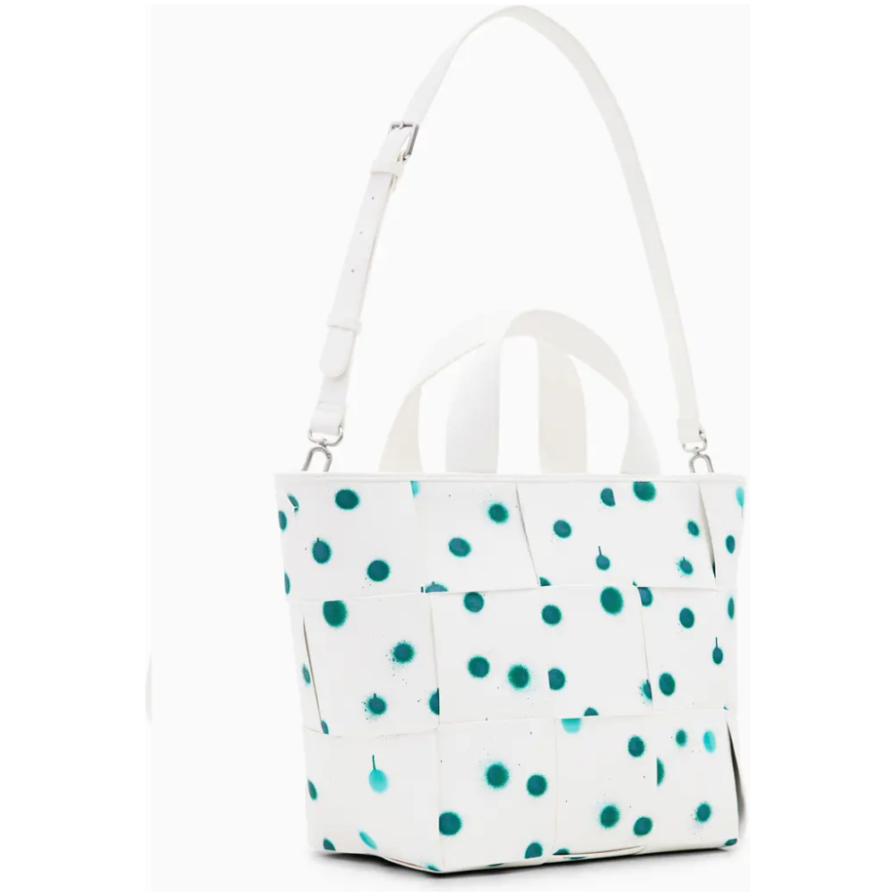 DESIGUAL White M Droplets Tote Bag