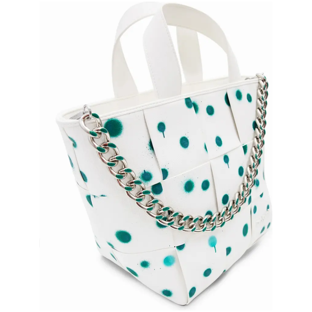 DESIGUAL White M Droplets Tote Bag