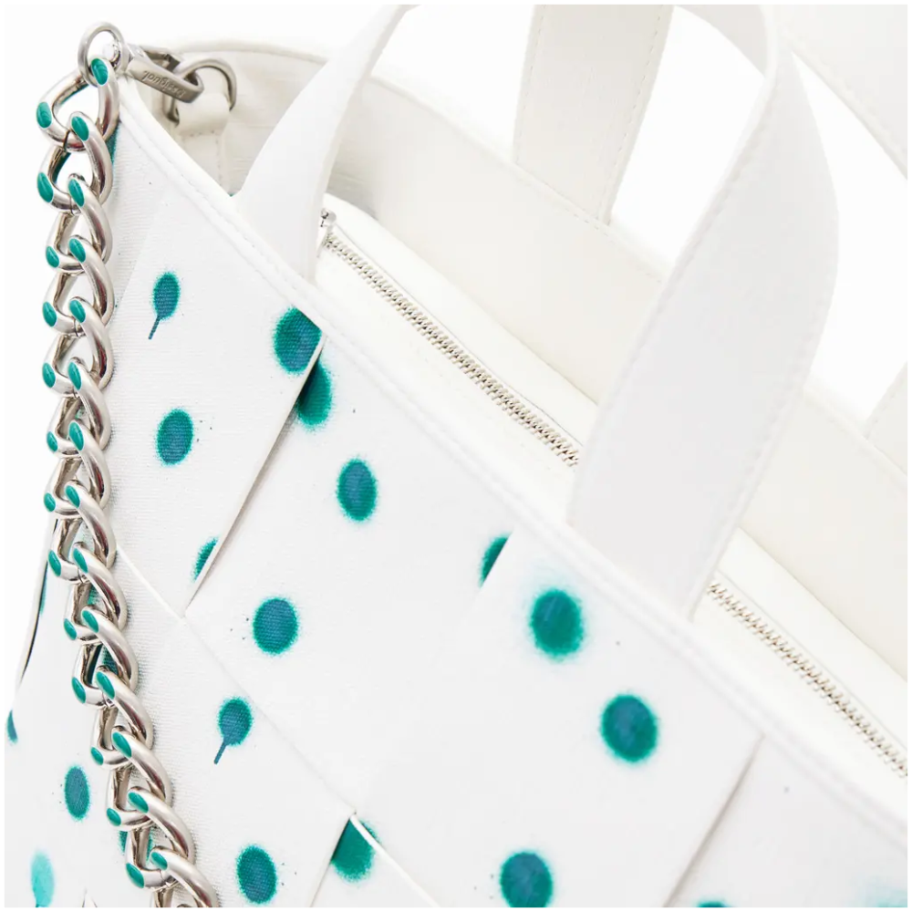 DESIGUAL White M Droplets Tote Bag