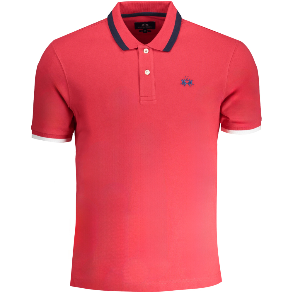 LA MARTINA Men's Red Short Sleeved Polo Shirt