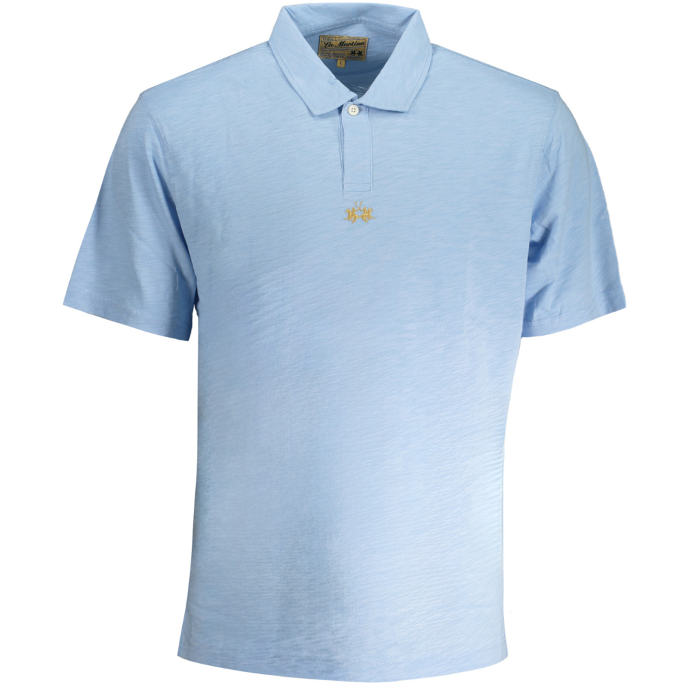 LA MARTINA Men's Blue Short Sleeved Polo Shirt