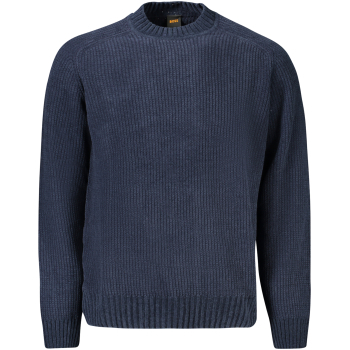 Long-sleeve velour sweater with a crew neck and logo.